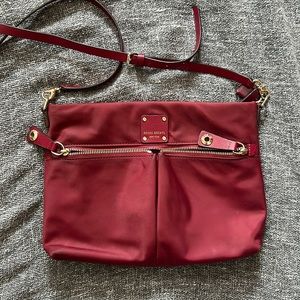 Henri Bendel nylon burgundy purse with strap